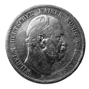 German coin with a right-facing profile of Wilhelm II and edge inscriptions, including Wilhelm Deutscher Kaiser König v. Preussen (mint mark at bottom).